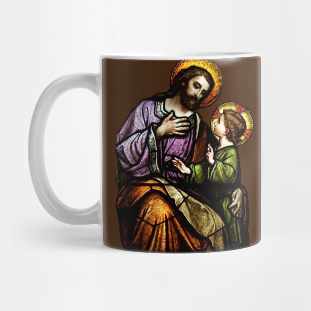 Saint Joseph with Christ Child Stained Glass Window by Catholicamtees